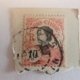 asia 0009 briefmarke briefmarken stamps stamp marke sammlung 10 asia asien frau red rot used woman indo-chine postes r f 10