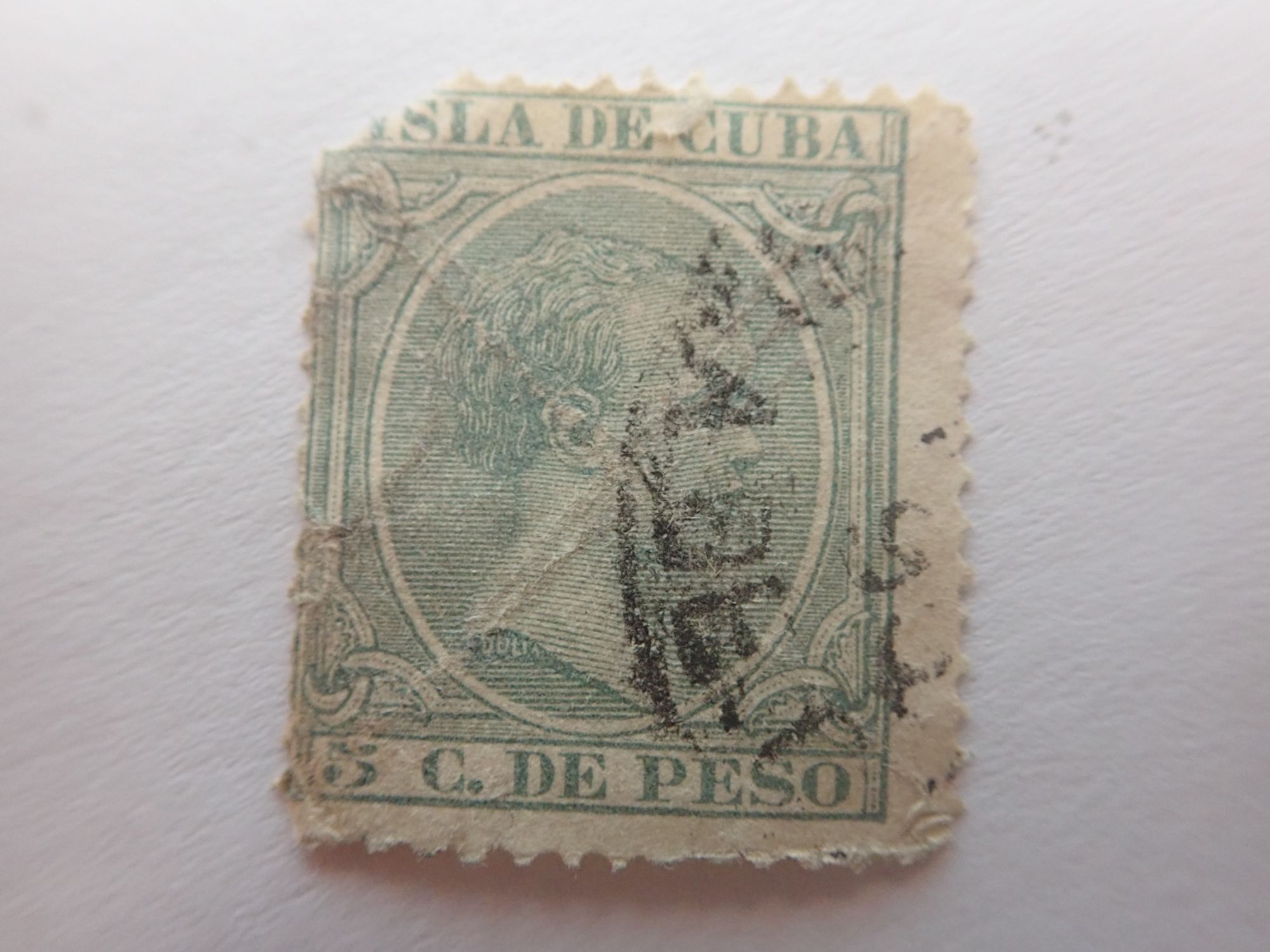 cuba 0007 briefmarke briefmarken stamps stamp marke sammlung 5c cuba green grün king alfonso kuba man mann peso